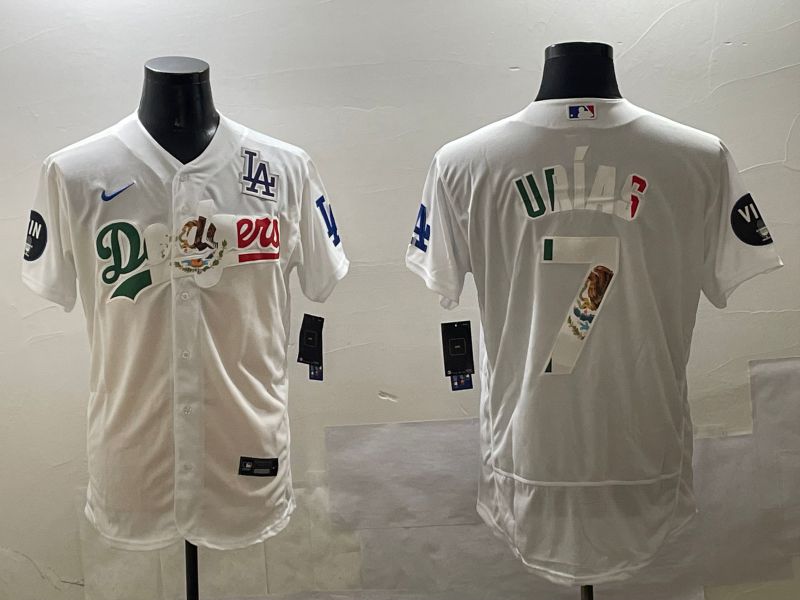 Men Los Angeles Dodgers 7 Urias White Mexico Elite 2025 Nike MLB Jersey style 5
